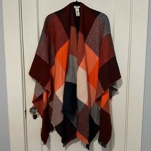 Bright Fall Colored Poncho Wrap, Old Navy